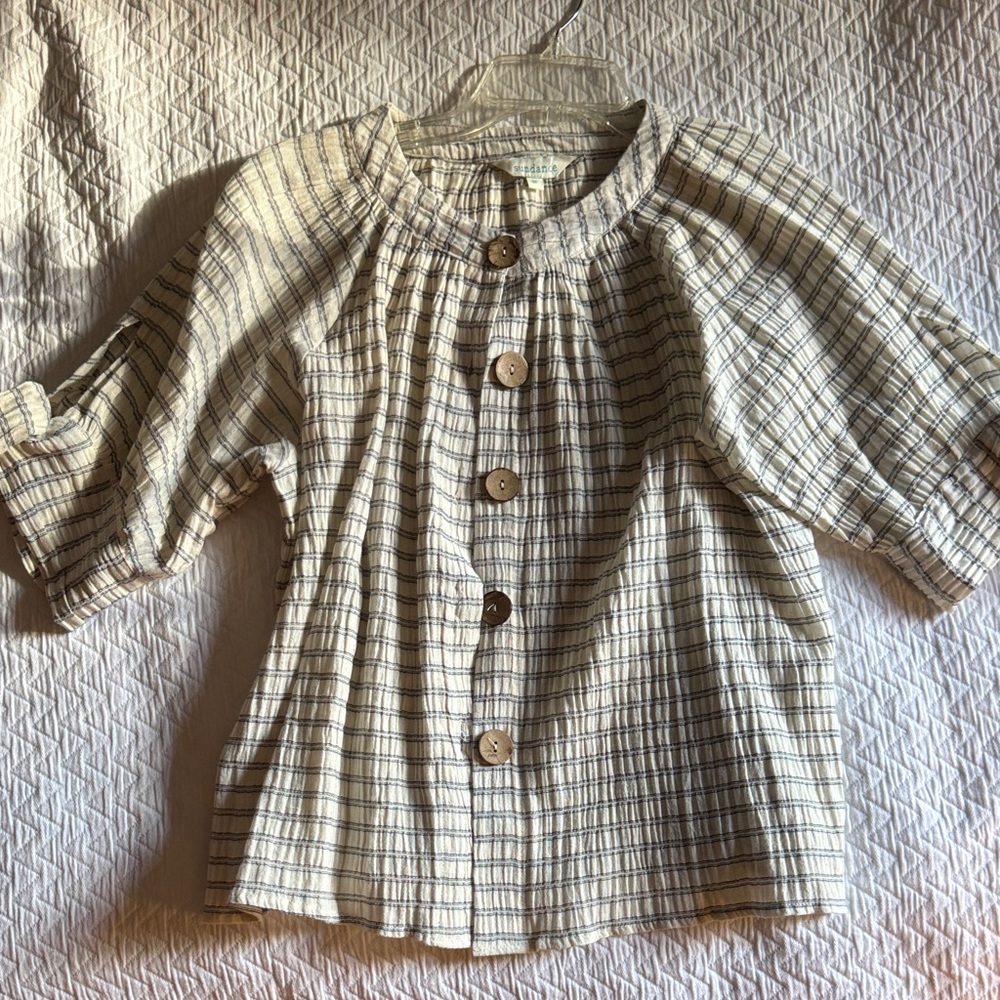 Sundance Cream and Blue Button Down Shirt